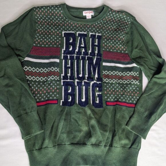 Kids Christmas Sweater Bah Hum Bug Medium 8/10 - Picture 5 of 5